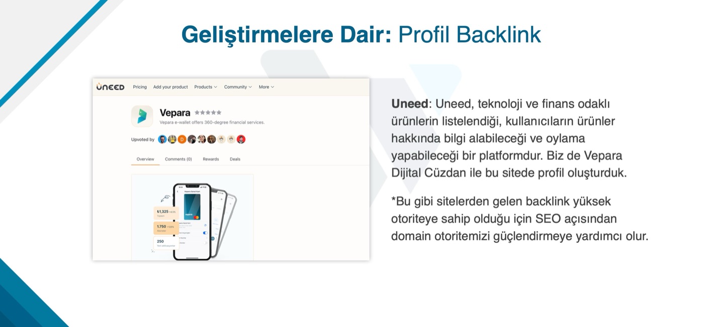 Uneed.com Vepara profil backlink sayfası